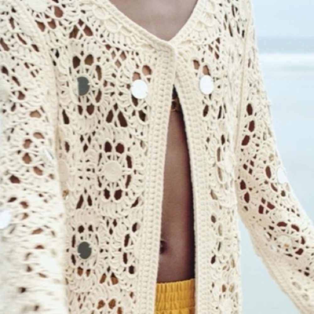 ZARA FRINGE CROCHET CARDIGAN - Picture 11 of 13